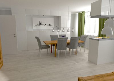 wizualizacja salonu z zainstalowanym ogrodem wertykalnym