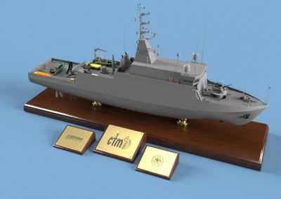Wizualizacja okrętu Kormoran 2 w formie plastikowego modelu