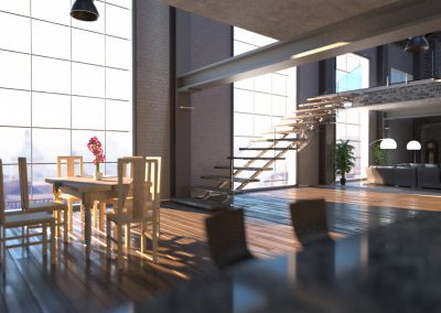 wizualizacja wnętrza typu loft