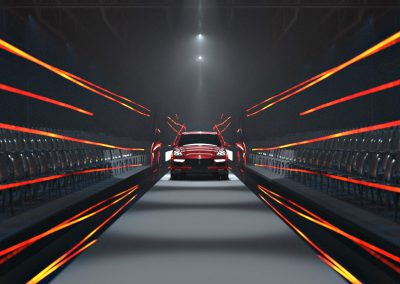 wizualizacja koncepcji budowy sceny na premierę Porsche