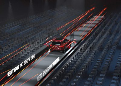 wizualizacja koncepcji budowy sceny na premierę Porsche