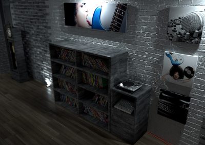 wizualizacja wnętrza typu loft nocą